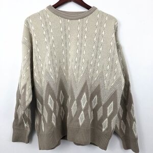 Vintage 90's Tosani Canada Womens Large Oversized Sweater Cream Patterned